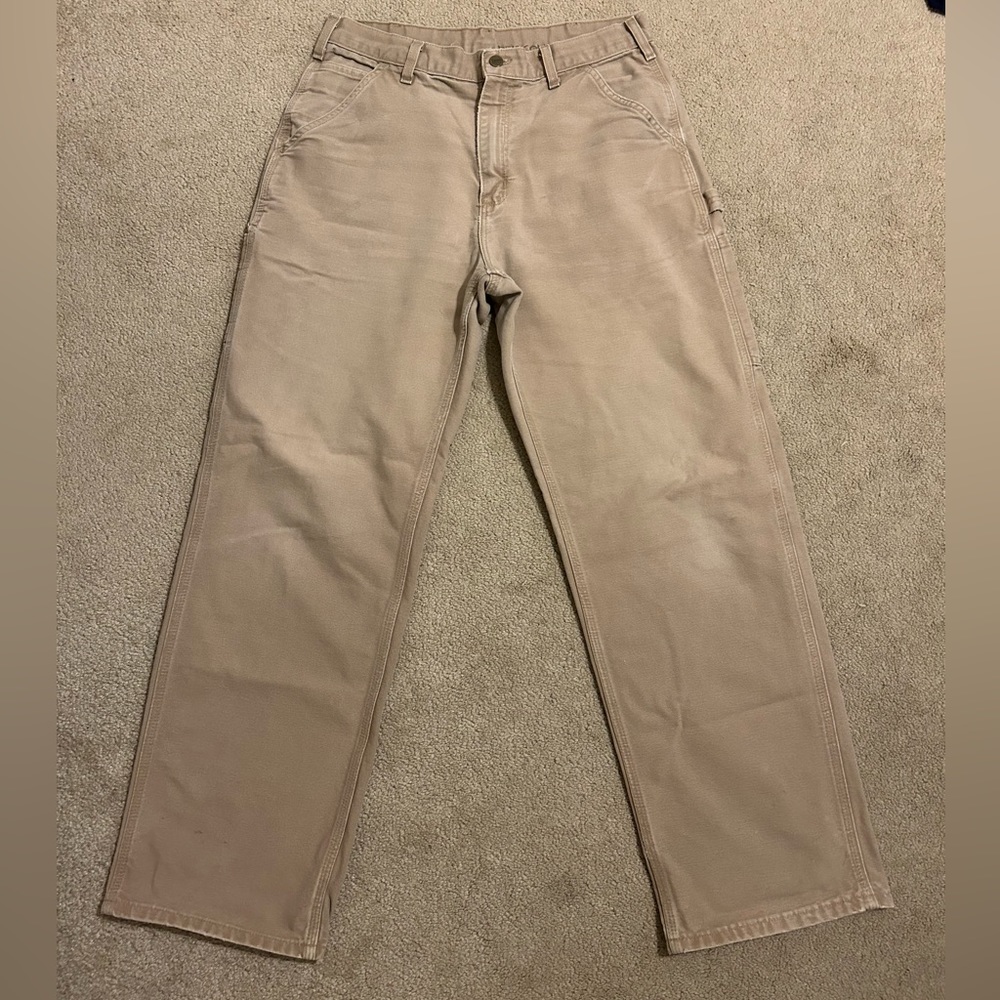 Mens Carhartt Carpenter Pants Size: 33x32 Khaki Colored